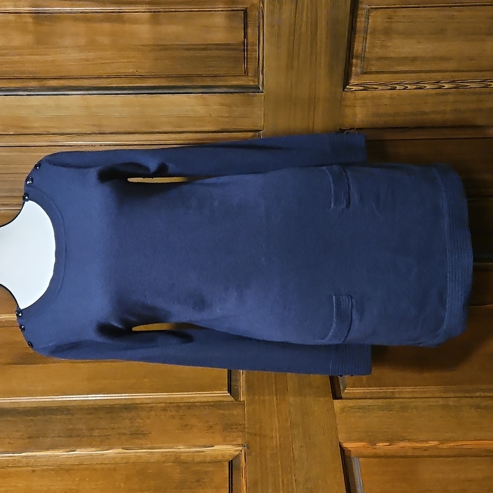 Sessun Sweater Or Dress Long Sleeved Tunic Pockets Angora Blend Dark Blue Sz M
